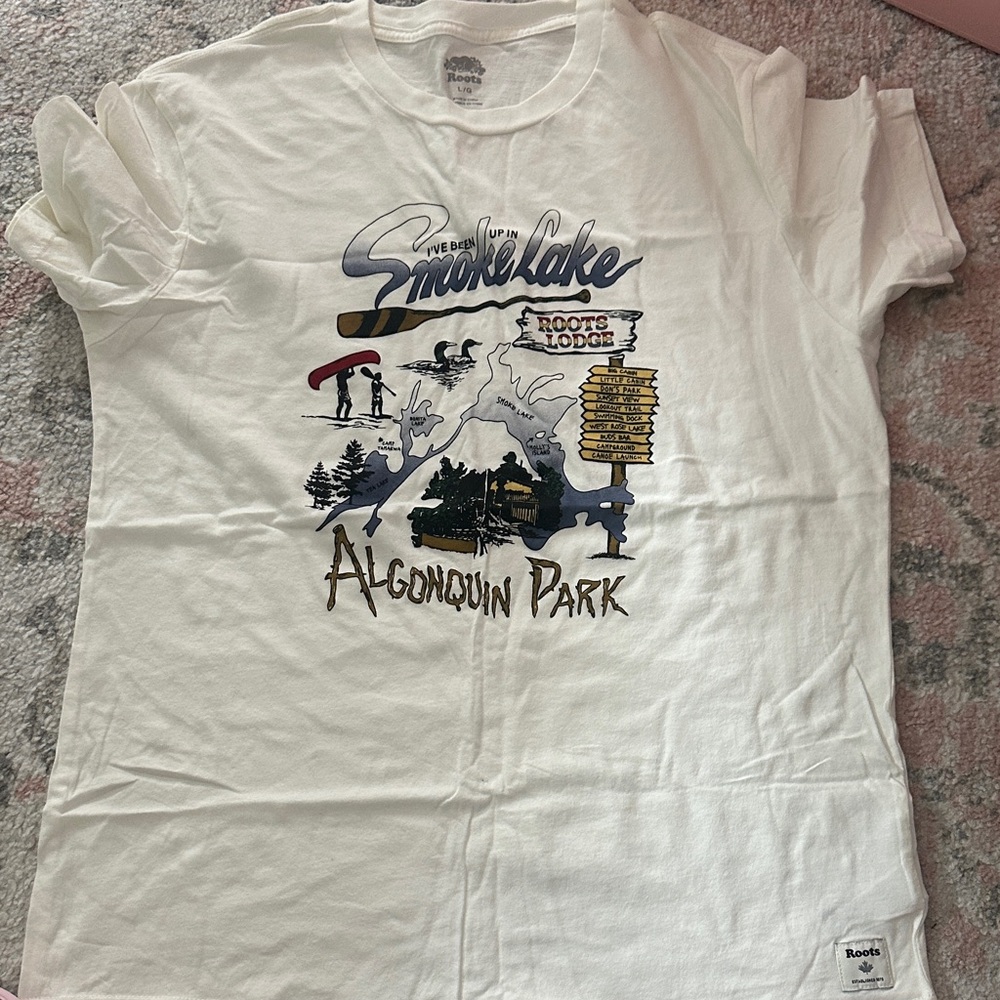 Roots Cream Smoke Lake Algonquin Park Graphic Tee